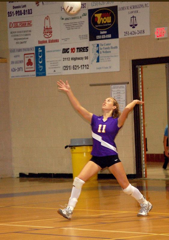 Serving during home game against Fairhope