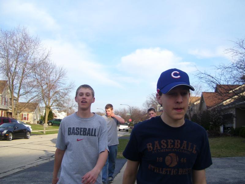 VanBuren and Balle are walking down to PineTreePark for todays Fieldball game.