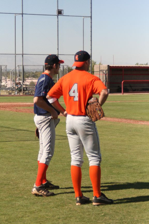 Stu-Bob and Jason scouting the field during pre-game warm-ups - 