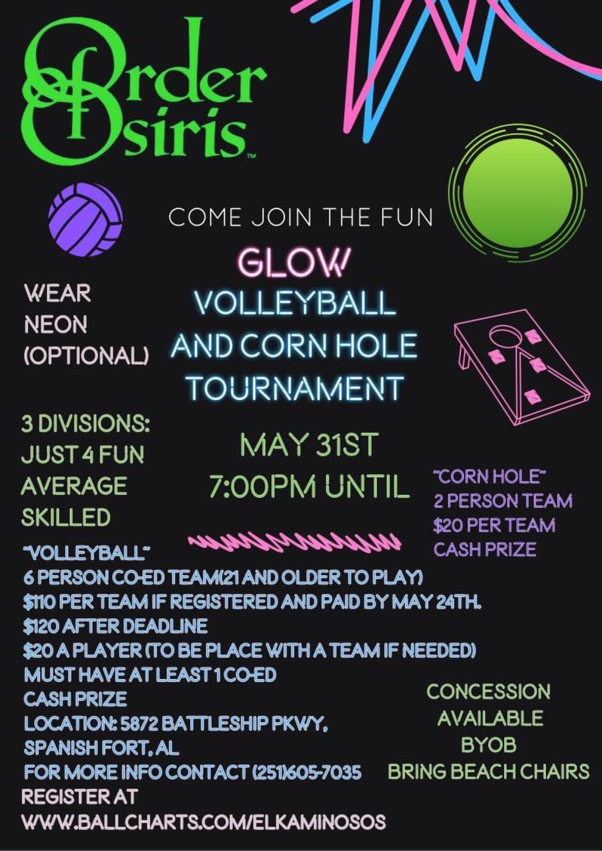 Glow Volleyball / Corn hole Tournament